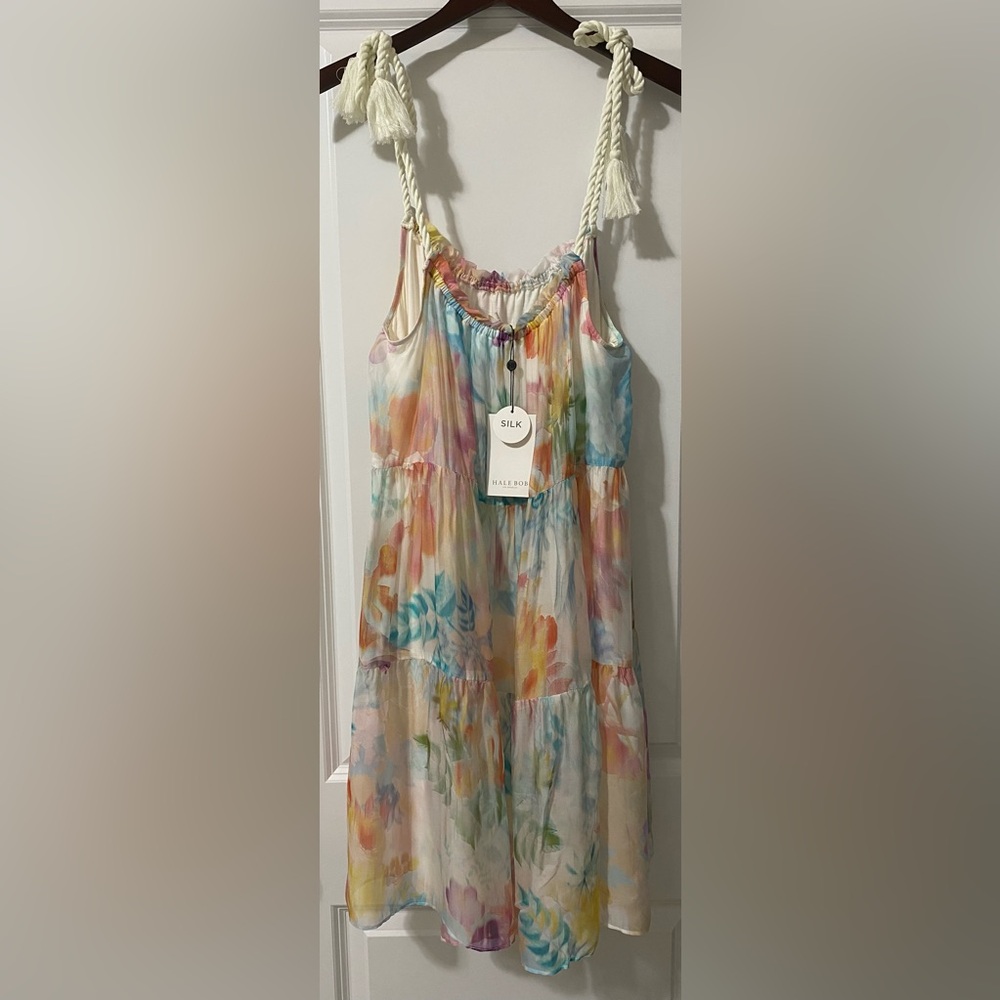New Hale Bob Canary Silk Dress Size M - Picture 6 of 7